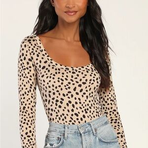 Basically Wild Tan Animal Print Long Sleeve Bodysuit - Lulus